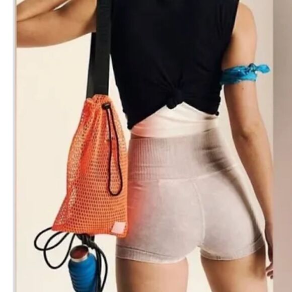 NWOT Free People Mesh Sling Royal Orange Double Bag Thick Band Crossbody Purse - Picture 12 of 12